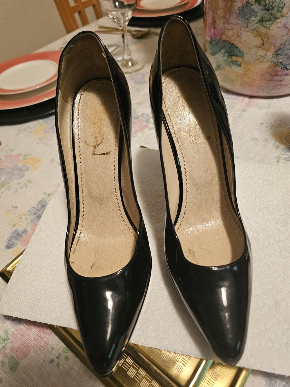 YSL Black Patent Pointed-Toe Women’s Pumps
